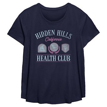 Plus Size Missy Plus Hidden Hills Health Club Short Sleeve Scoop Hem Flow Tee