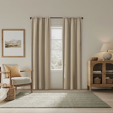 Sun Zero Prescott Herringbone 2-Pack Blackout Rod Pocket Curtain Panels