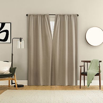 Sun Zero Prescott Herringbone 2-Pack Blackout Rod Pocket Curtain Panels