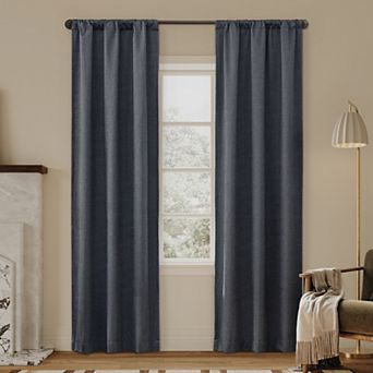 Sun Zero Prescott Herringbone 2-Pack Blackout Rod Pocket Curtain Panels