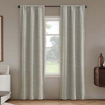 Sun Zero Prescott Herringbone 2-Pack Blackout Rod Pocket Curtain Panels