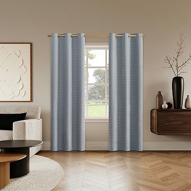 Sun Zero Dresden Slub Detail Magnetic Closure 2-Pack 100% Blackout Grommet Curtain Panels