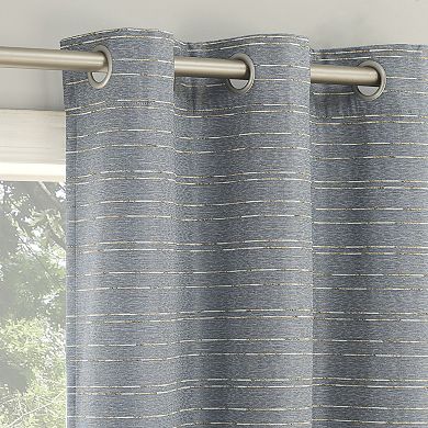 Sun Zero Dresden Slub Detail Magnetic Closure 2-Pack 100% Blackout Grommet Curtain Panels