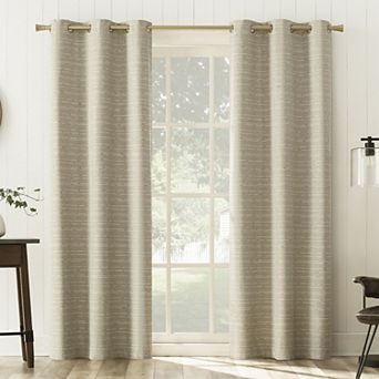 Sun Zero Dresden Slub Detail Magnetic Closure 2-Pack 100% Blackout Grommet Curtain Panels