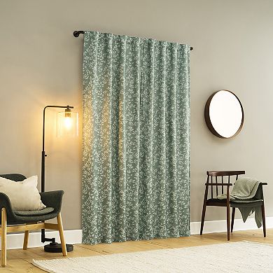 Sun Zero Estelle Foliage Woven Jacquard 2-Pack Blackout Window Curtain Panels