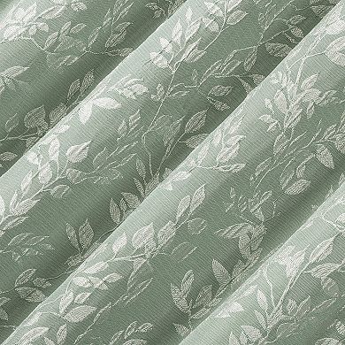Sun Zero Estelle Foliage Woven Jacquard 2-Pack Blackout Window Curtain Panels