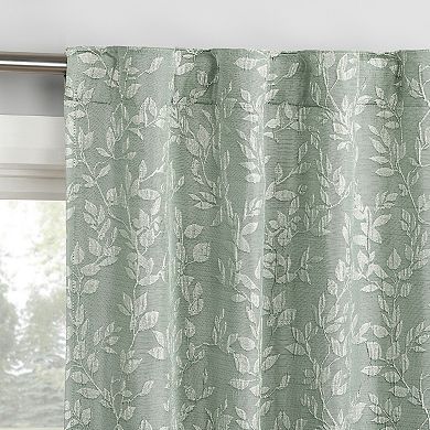 Sun Zero Estelle Foliage Woven Jacquard 2-Pack Blackout Window Curtain Panels