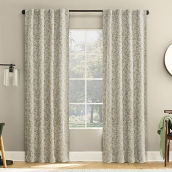 Sun Zero Estelle Foliage Woven Jacquard 2-Pack Blackout Window Curtain Panels