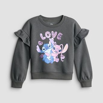 Girls 4-12 Disney's / Jumping Beans® Stitch & Angel Ruffle Shoulder Sweatshirt