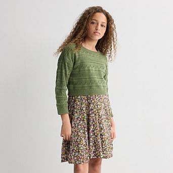 Girls 7-16 IZ Byer 2 pc Long Sleeve Popover Sweater & Skater Dress