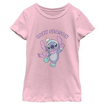 Girls' Disney Stitch Cozy Season Short Sleeve Graphic Tee