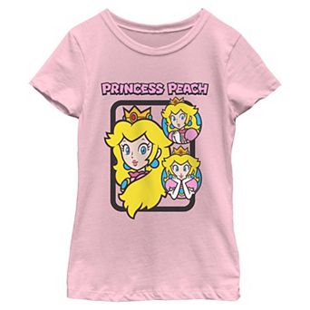 Girls' Disney's Princess Peach Cute Faces Short Sleeve Graphic Tee