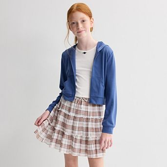 Girls 7-16 IZ Byer 3 pc Hoodie, Short Sleeve Tee & Tiered Skirt Set