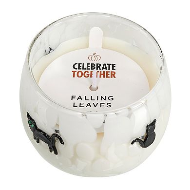 Celebrate Together™ Halloween Falling Leaves Confetti Art Glass Candle
