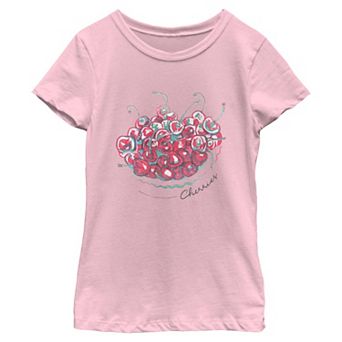 Girls' Cherries Drawing Short Sleeve Crew Tee