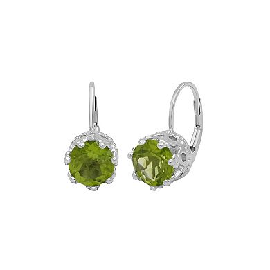 Jewelexcess Sterling Silver Gemstone Crown Drop Earrings