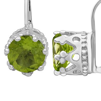 Jewelexcess Sterling Silver Gemstone Crown Drop Earrings