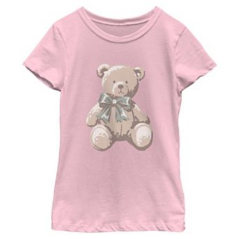 Girls 6-16 Teddy Bear With A Bow Graphic Tee