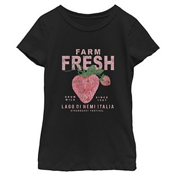 Girls' Farm Fresh Strawberries Short Sleeve Graphic Tee