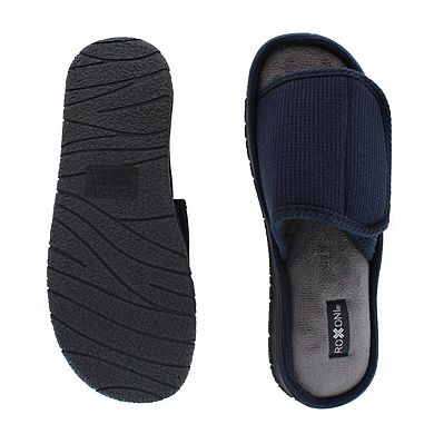 CTM Men's Supportive Open Toe Hook and Loop Slide Slippers