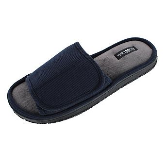 CTM Men's Supportive Open Toe Hook and Loop Slide Slippers