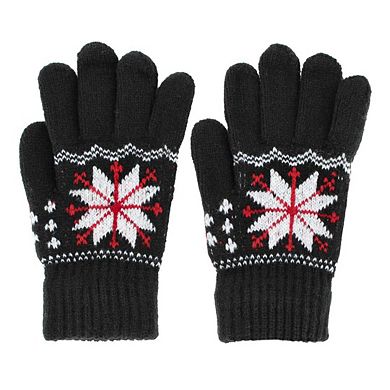 CTM Kid's Snowflake Pattern Winter Gloves
