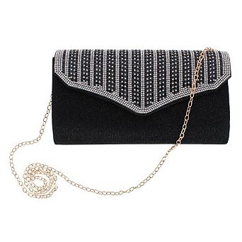 CTM Women's Rhinestone Envelope Clutch Evening Handbag