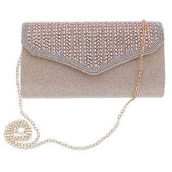CTM Women's Rhinestone Envelope Clutch Evening Handbag