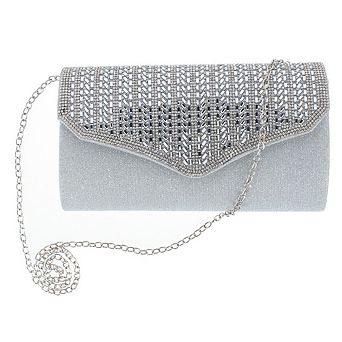 CTM Women's Rhinestone Envelope Clutch Evening Handbag