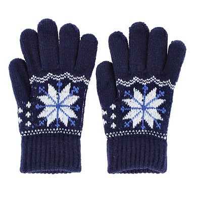 CTM Kid's Snowflake Pattern Winter Gloves