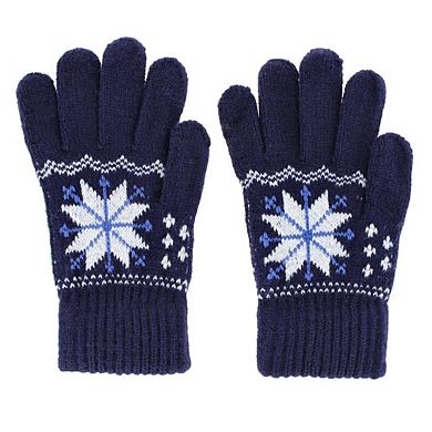 CTM Kid's Snowflake Pattern Winter Gloves