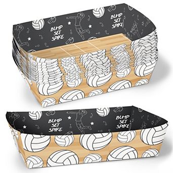 Big Dot of Happiness Volleyball Party Paper Food Trays, Disposable Double-Sided Meal Holders - 12 ct