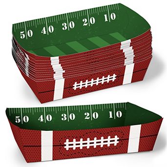 Big Dot of Happiness Football Party Paper Food Trays, Disposable Double-Sided Meal Holders - 12 ct