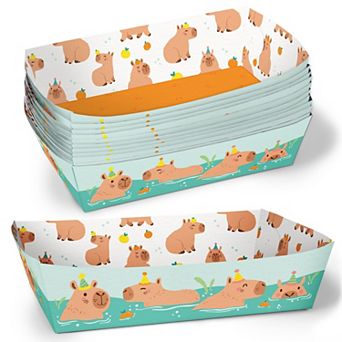 Big Dot of Happiness Capybara Party Paper Food Trays, Disposable Double-Sided Meal Holders - 12 ct