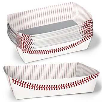 Big Dot of Happiness Baseball Party Paper Food Trays, Disposable Double-Sided Meal Holders - 12 ct