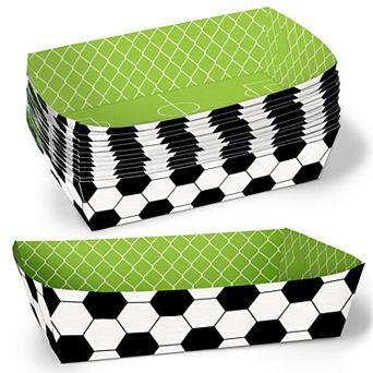 Big Dot of Happiness Soccer Party Paper Food Trays, Disposable Double-Sided Meal Holders - 12 Count