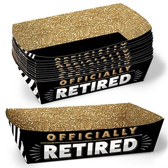 Big Dot of Happiness Officially Retired Party Paper Food Trays, Disposable Meal Holders - 12 ct