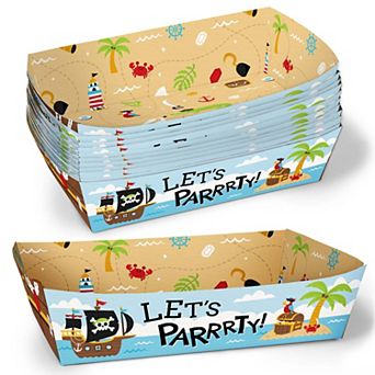 Big Dot of Happiness Pirate Ship Adventures Party Paper Food Trays, Disposable Meal Holders - 12 ct