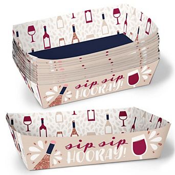 Big Dot of Happiness But First, Wine Party Paper Food Trays, Disposable Meal Holders - 12 ct