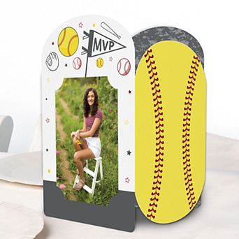 Big Dot of Happiness Fastpitch Softball Photo Holder Centerpieces, 4x6 Picture Display Decor, 8 ct