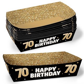 Big Dot of Happiness 70th Birthday Party Paper Food Trays, Disposable Meal Holders - 12 ct