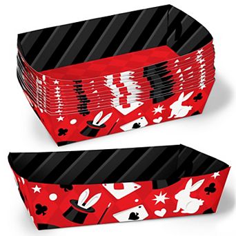 Big Dot of Happiness Magic Show Party Paper Food Trays, Disposable Double-Sided Meal Holders - 12 ct