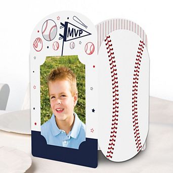 Big Dot of Happiness Baseball Photo Holder Centerpieces, 4x6 Picture Display Birthday Decor, 8 Count