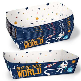 Big Dot of Happiness Blast Off to Outer Space Party Paper Food Trays, Disposable Meal Holders 12 ct