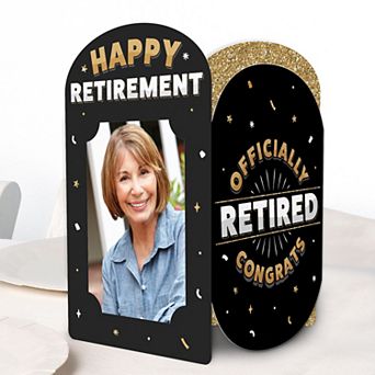 Big Dot of Happiness Happy Retirement Photo Holder Centerpieces, 4x6 Picture Display Box, 8 Count