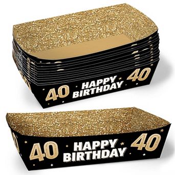 Big Dot of Happiness 40th Birthday Party Paper Food Trays, Disposable Meal Holders - 12 ct
