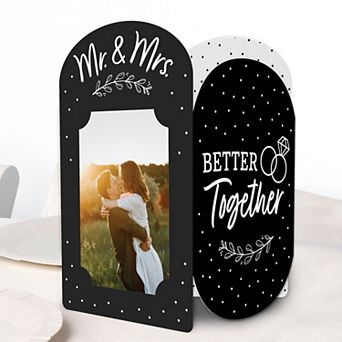 Big Dot of Happiness Mr. & Mrs. Photo Holder Centerpieces, 4x6 Picture Display Box, 8 Count