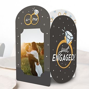 Big Dot of Happiness Just Engaged Photo Holder Centerpieces 4x6 Picture Display for Engagement, 8 ct