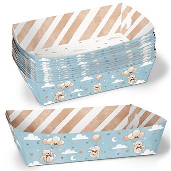 Big Dot of Happiness Teddy Bear Party Paper Food Trays, Disposable Double-Sided Meal Holders - 12 ct