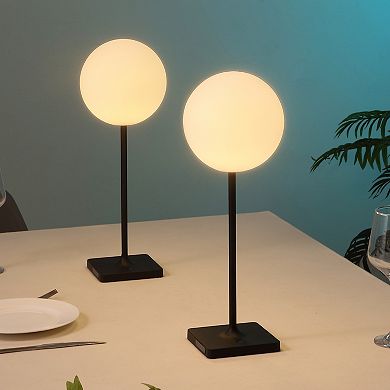 Allie 17.5" Modern Indoor/Outdoor LED Table Lamp Cordless, Dimmable, Touch Sensor (Set of 2)